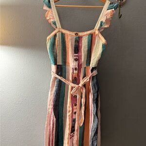 J. Crew Multicolor Striped Button-Front Midi Dress